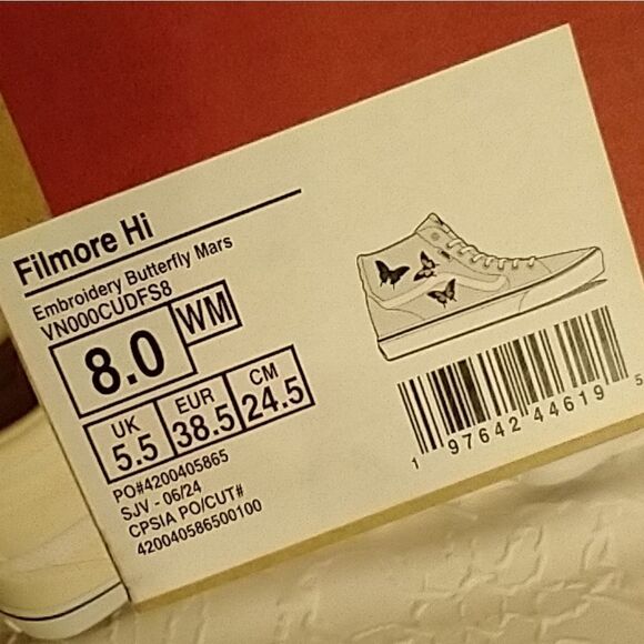 Vans Adult Filmore Hi Embroidered Butterflies - Picture 4 of 4